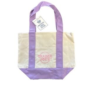 💜🌷Trader Joe's Mini Pastel Canvas Tote Bag